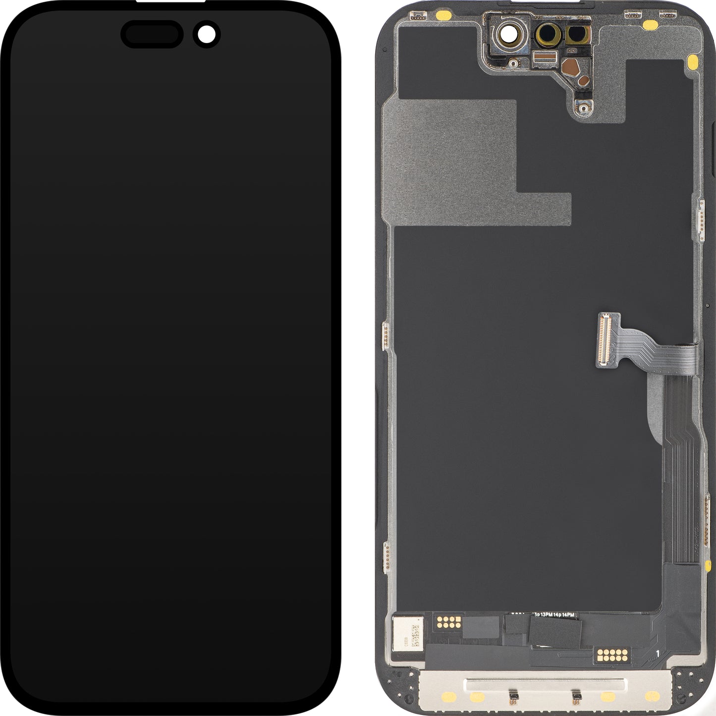 Apple iPhone 14 Pro-hoz kompatibilis MP érintőképernyős kijelző, kerettel, OLED FHD Diagnosztikai verzió, Fekete