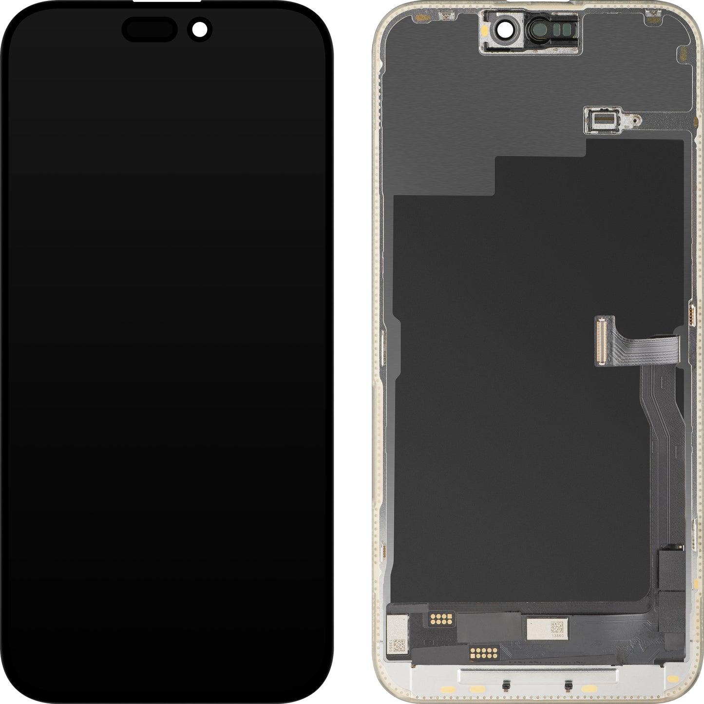 MP érintőképernyős kijelző kompatibilis az Apple iPhone 15 Pro Max-szal, kerettel, OLED FHD Diagnosztikai verzió, Fekete