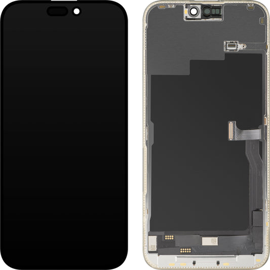 MP érintőképernyős kijelző kompatibilis az Apple iPhone 15 Pro Max-szal, kerettel, OLED FHD Diagnosztikai verzió, Fekete