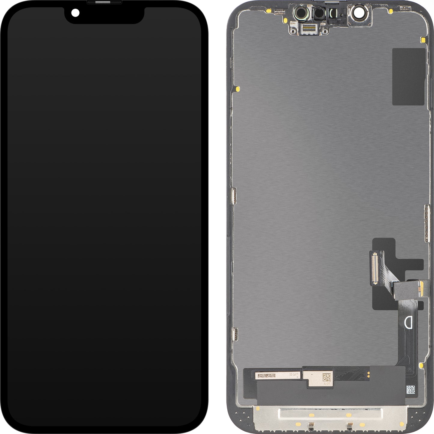 MP érintőképernyős kijelző kompatibilis az Apple iPhone 14-gyel, kerettel, OLED FHD Diagnosztikai verzió, Fekete