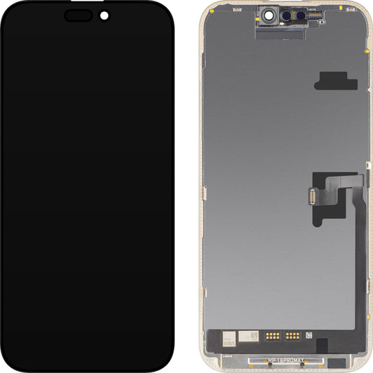 MP érintőképernyős kijelző kompatibilis az Apple iPhone 16 Pro Max készülékkel, kerettel, OLED FHD 120Hz diagnosztikai szoftververzió, fekete