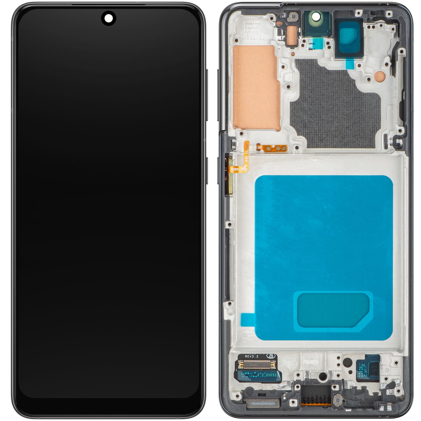 MP érintőképernyős kijelző kompatibilis a Samsung Galaxy S21 5G G991-gyel, kerettel, fekete, újracímkézett
