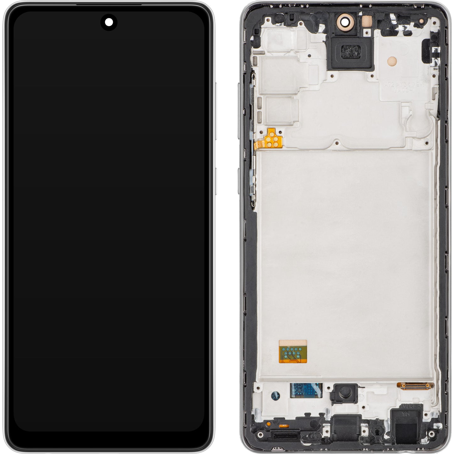 MP érintőképernyős kijelző kompatibilis a Samsung Galaxy A72 A725 / A72 5G A726 készülékkel, kerettel, fekete (Awesome Black)