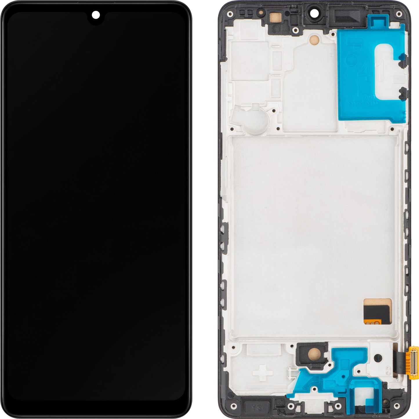 MP érintőképernyős kijelző kompatibilis a Samsung Galaxy A41 A415 készülékkel, kerettel, Fekete