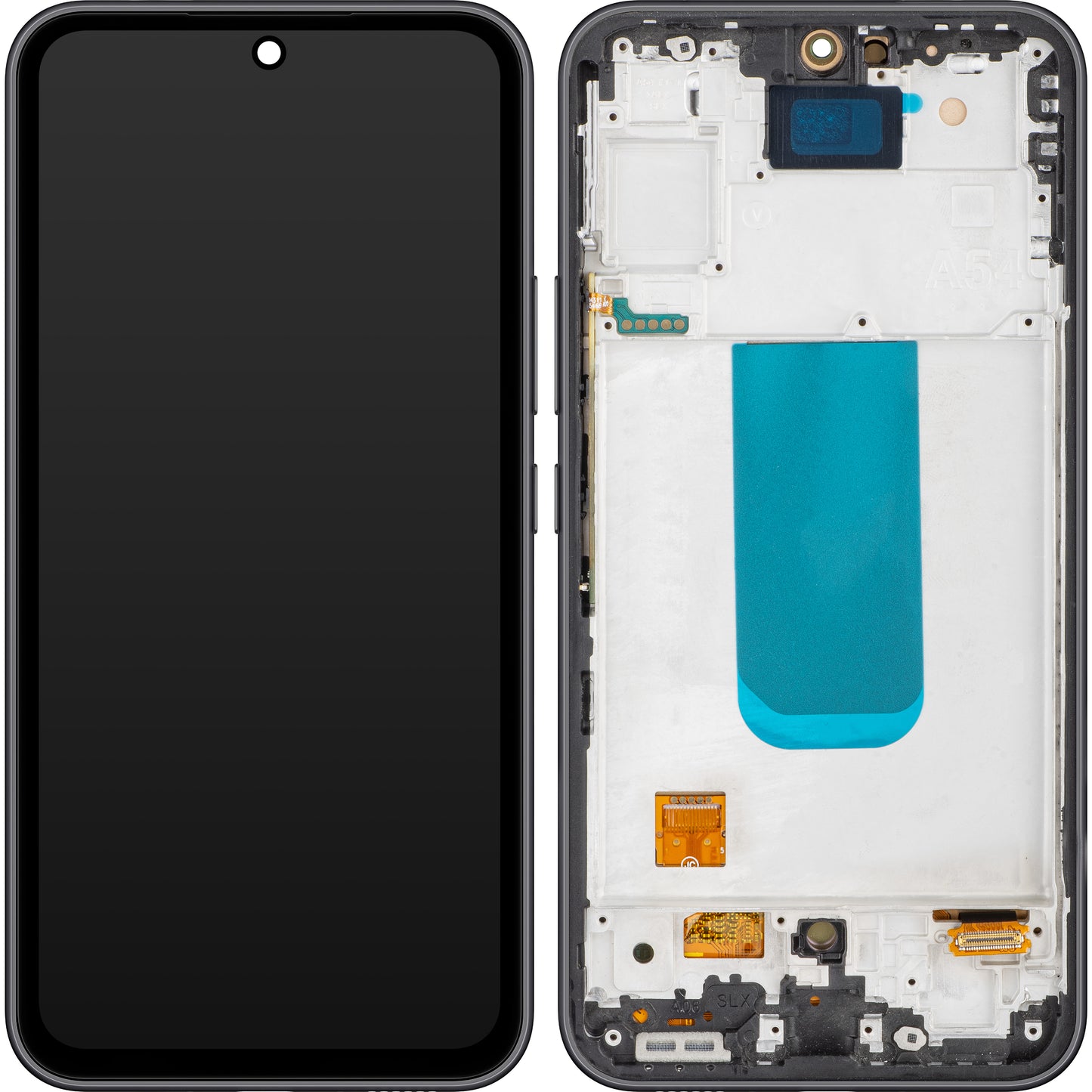 Érintőképernyős MP kijelző kompatibilis a Samsung Galaxy A54 A546 készülékkel, kerettel, OLED verzió, fekete (grafit)