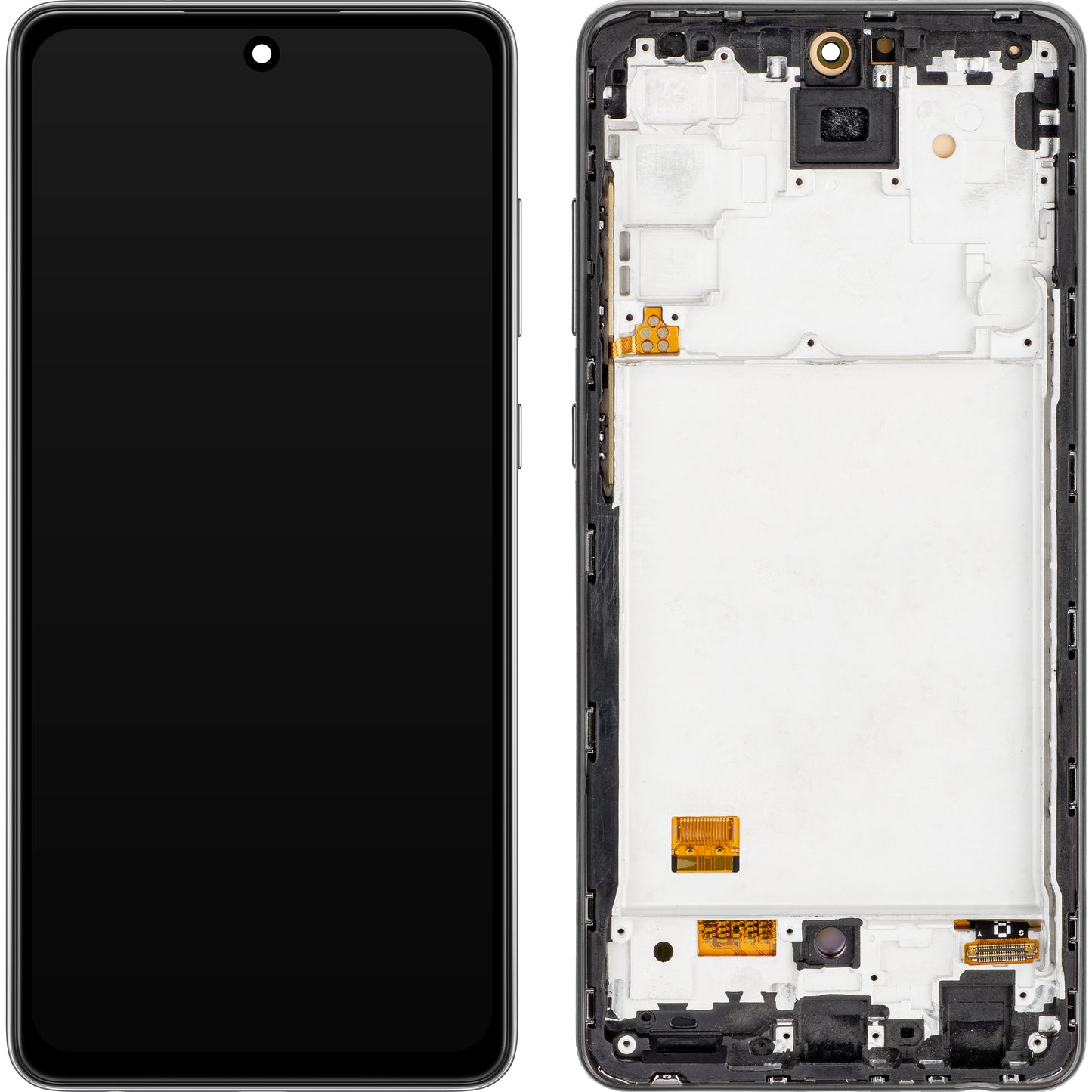 MP érintőképernyős kijelző kompatibilis a Samsung Galaxy A72 A725 / A72 5G A726 készülékkel, kerettel, OLED változat, fekete