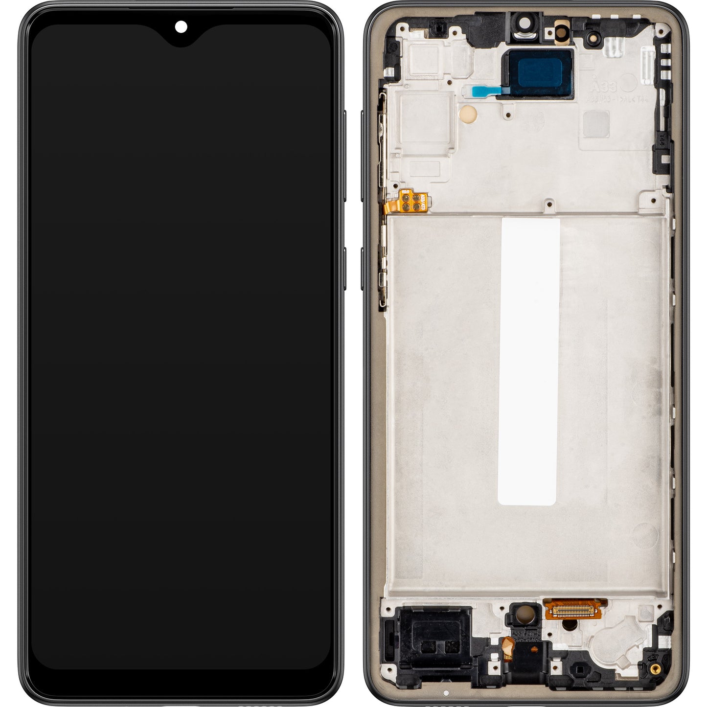 MP érintőképernyős kijelző kompatibilis a Samsung Galaxy A33 5G A336 készülékkel, kerettel, OLED verzió, fekete