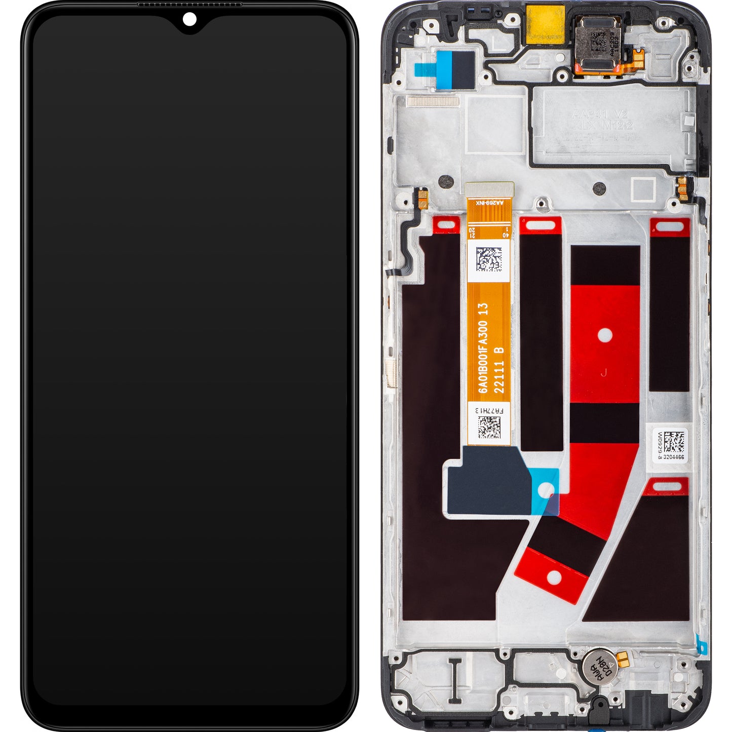 Kijelző érintőképernyővel Oppo A77 4G / A57s / Oneplus Nord N20 SE, kerettel, fekete, szervizcsomag 4130254