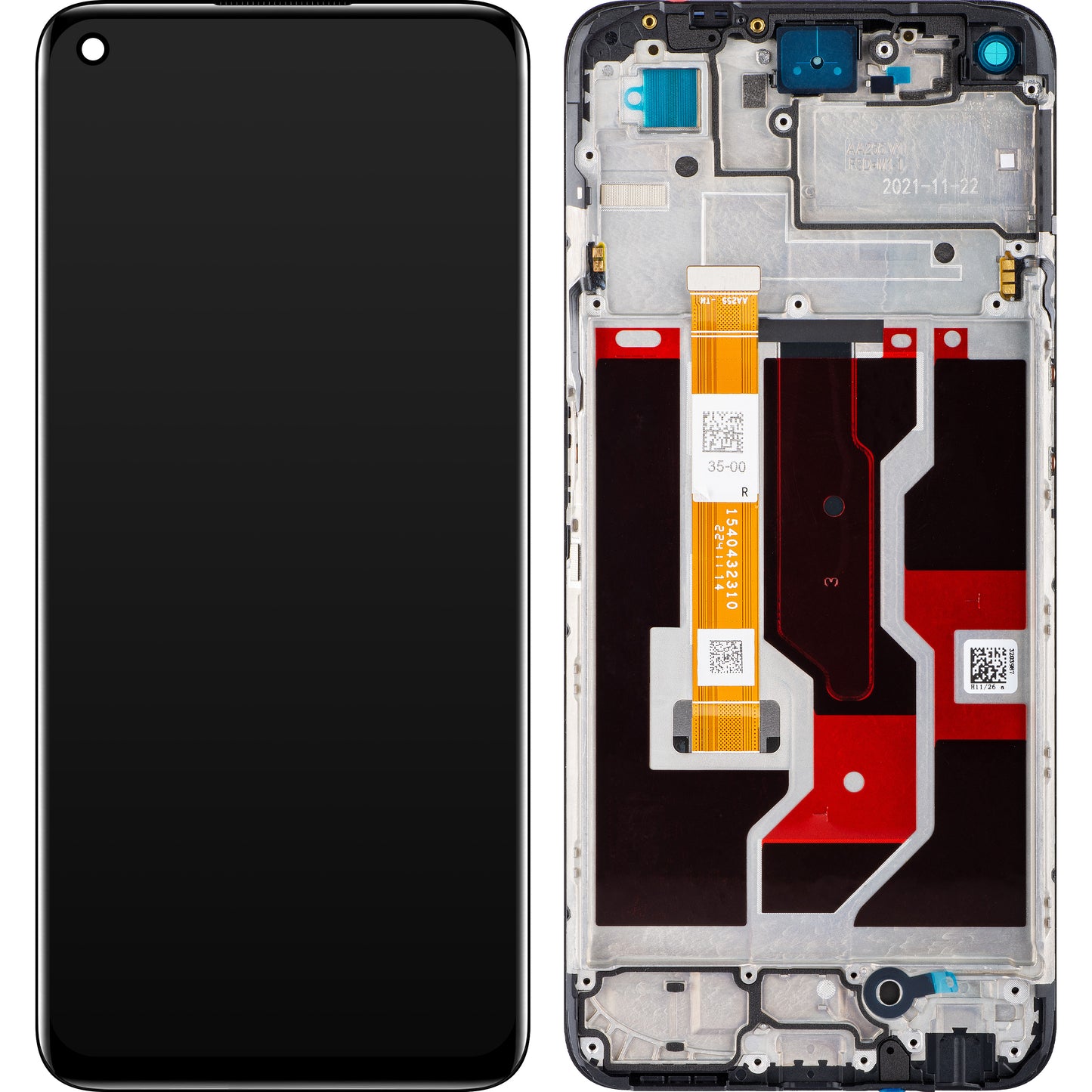 Oppo A96 érintőképernyős kijelző, kerettel, fekete, Service Pack 4130058