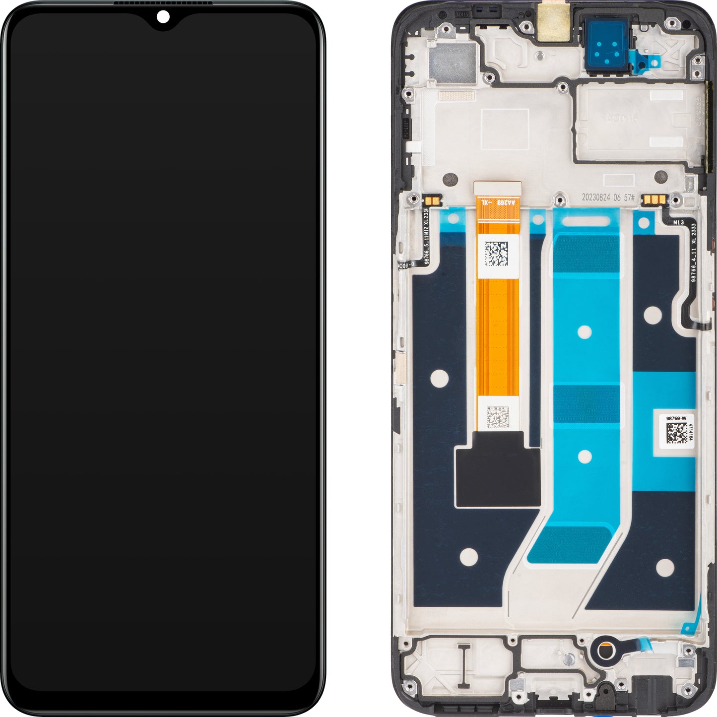 Érintőképernyős kijelző Oppo A78 5G, kerettel, fekete, szervizcsomag 4130428