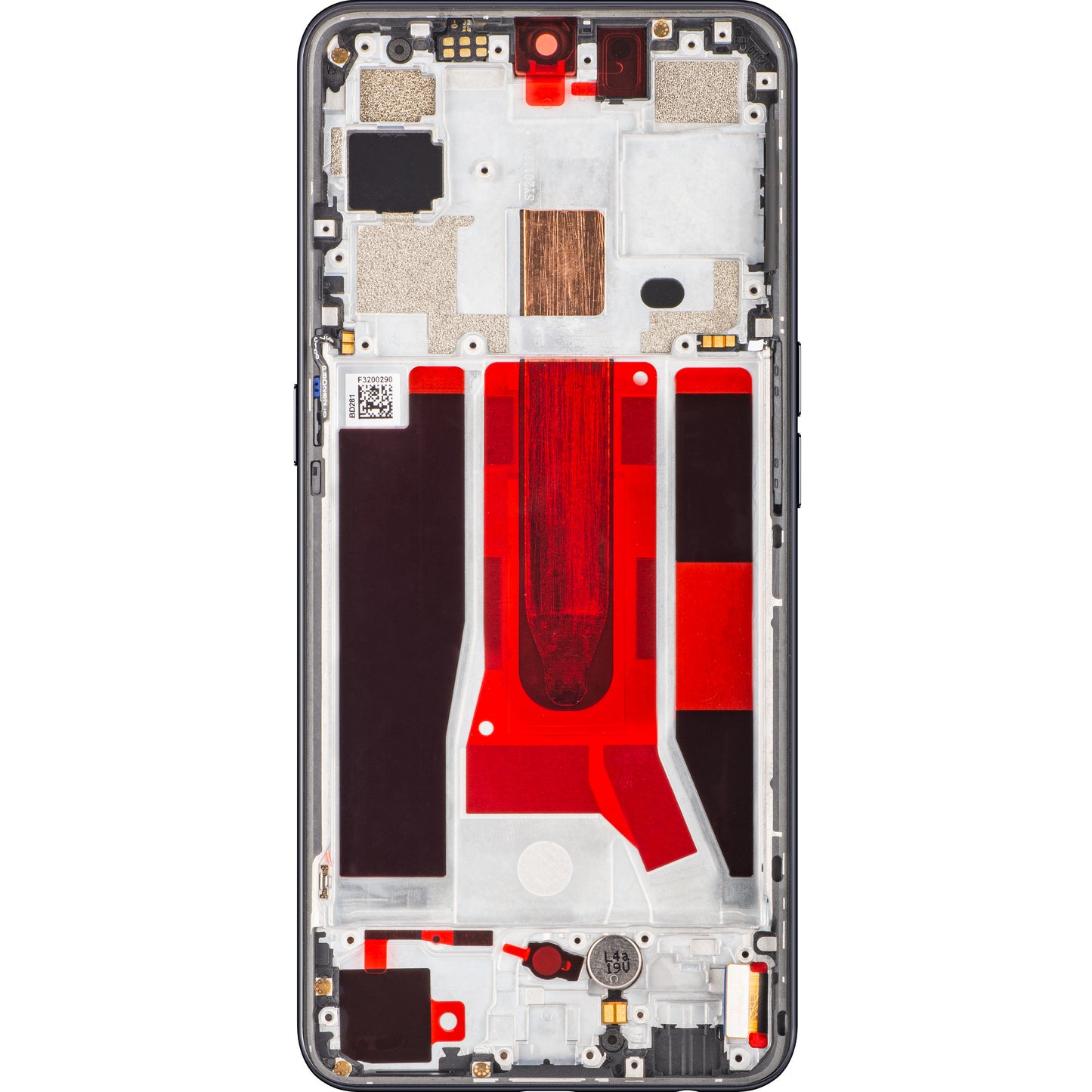 Kijelző érintőképernyővel Oppo Reno3 5G / Find X2 Lite, kerettel, Holdfény fekete, szervizcsomag 4903624