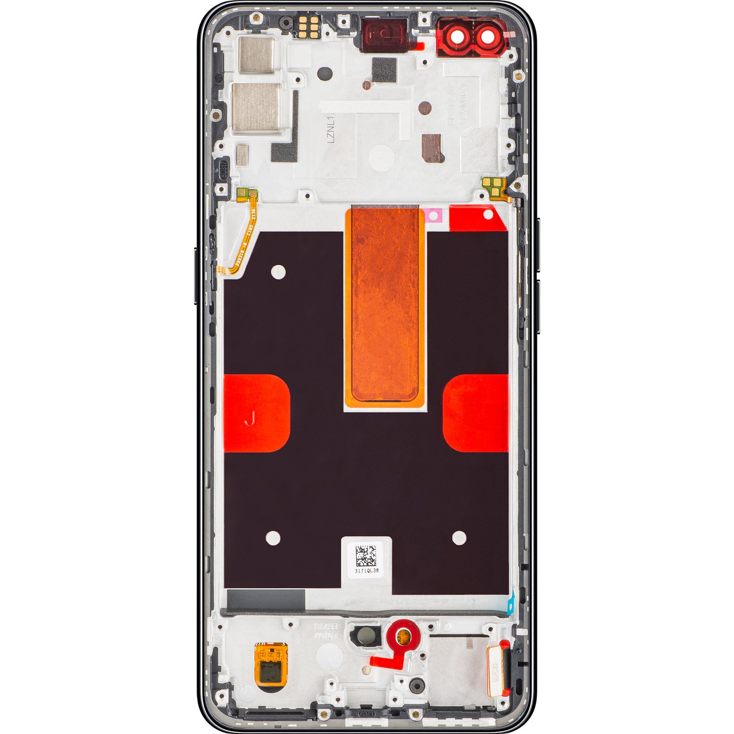 Érintőképernyős kijelző Oppo Reno4 5G, kerettel, Space Black, szervizcsomag 4904705