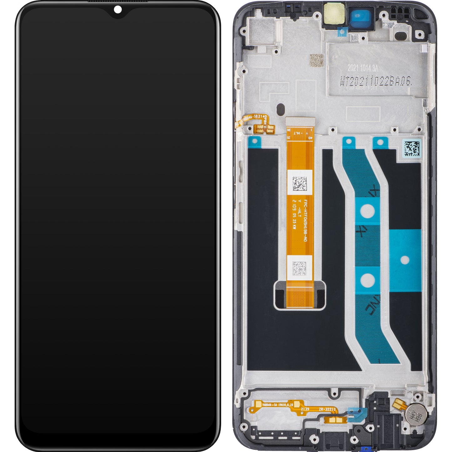 Érintőképernyős kijelző Realme C25Y, kerettel, fekete, szervizcsomag 4908854