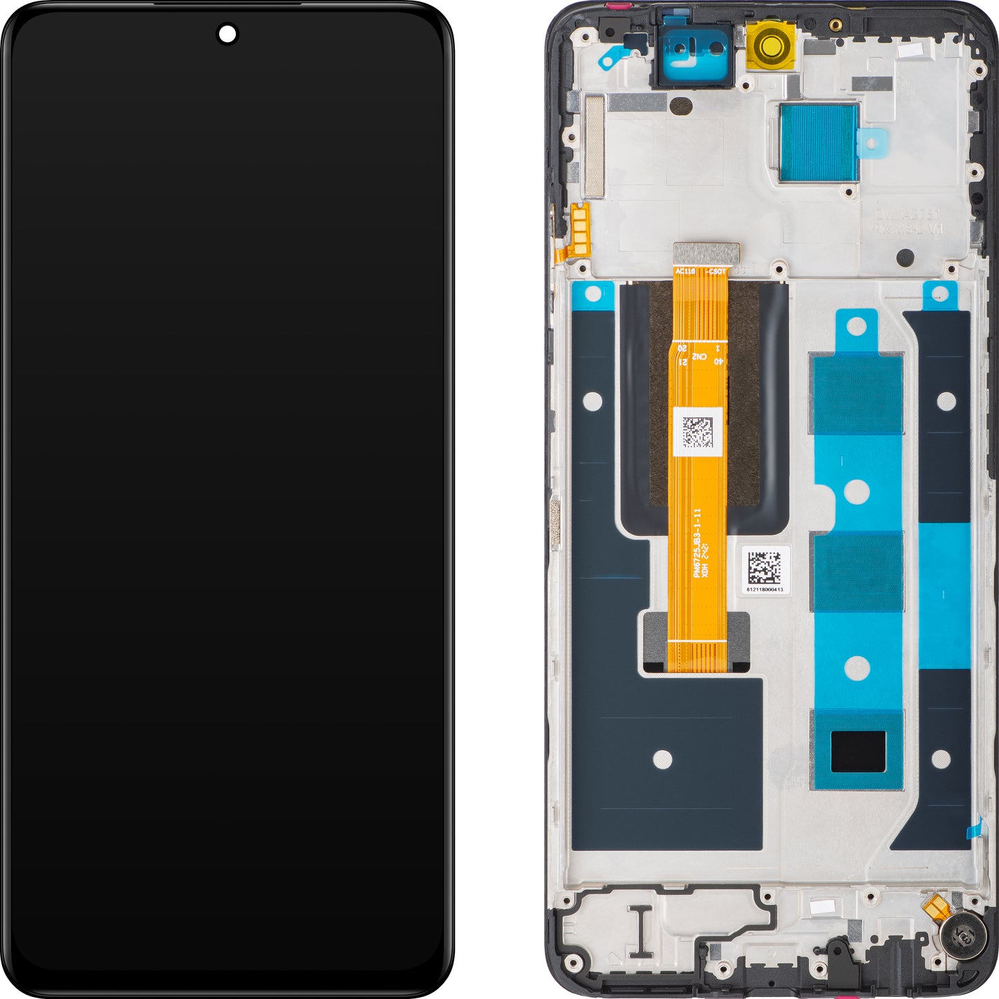 Realme 12 érintőképernyős kijelző kerettel, fekete, szervizcsomag