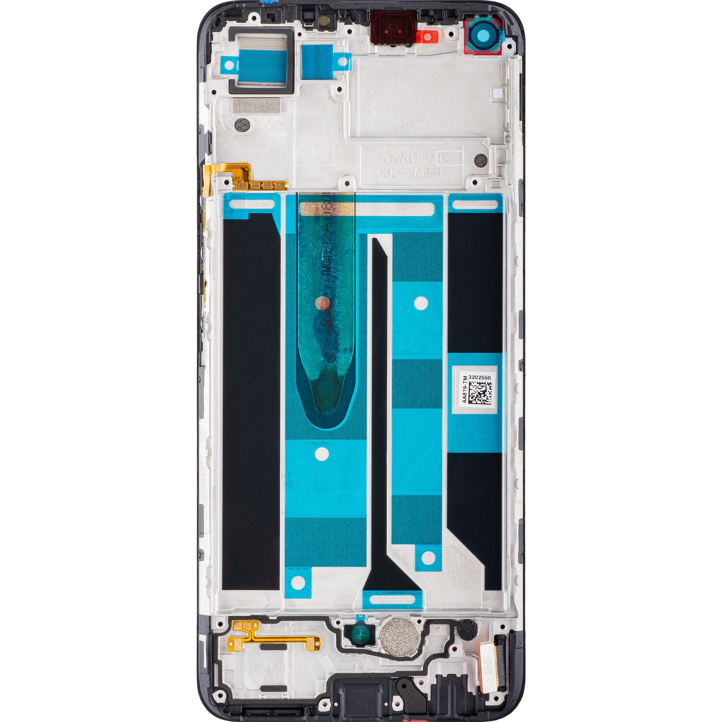 Érintőképernyős kijelző Realme 8, kerettel, fekete, szervizcsomag 4906919