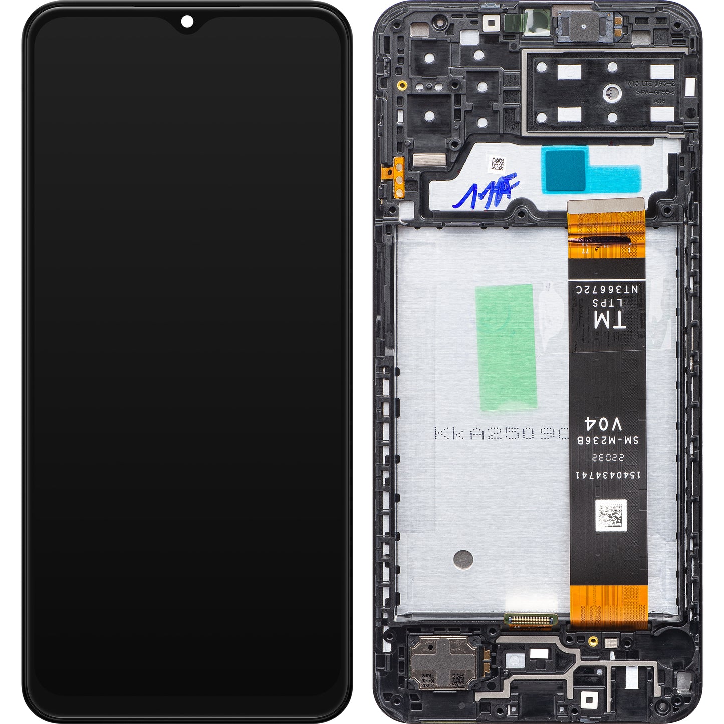 Samsung Galaxy A13 A135 érintőképernyős kijelző, kerettel, fekete, Swap GH82-28508A
