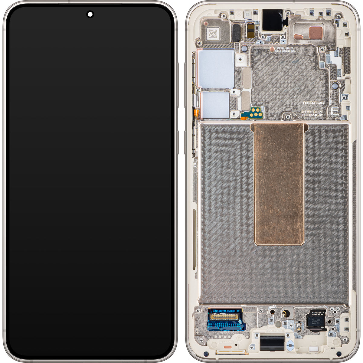 Samsung Galaxy S23+ S916 érintőképernyős kijelző, kerettel, fehér (krém), Service Pack GH82-30476B