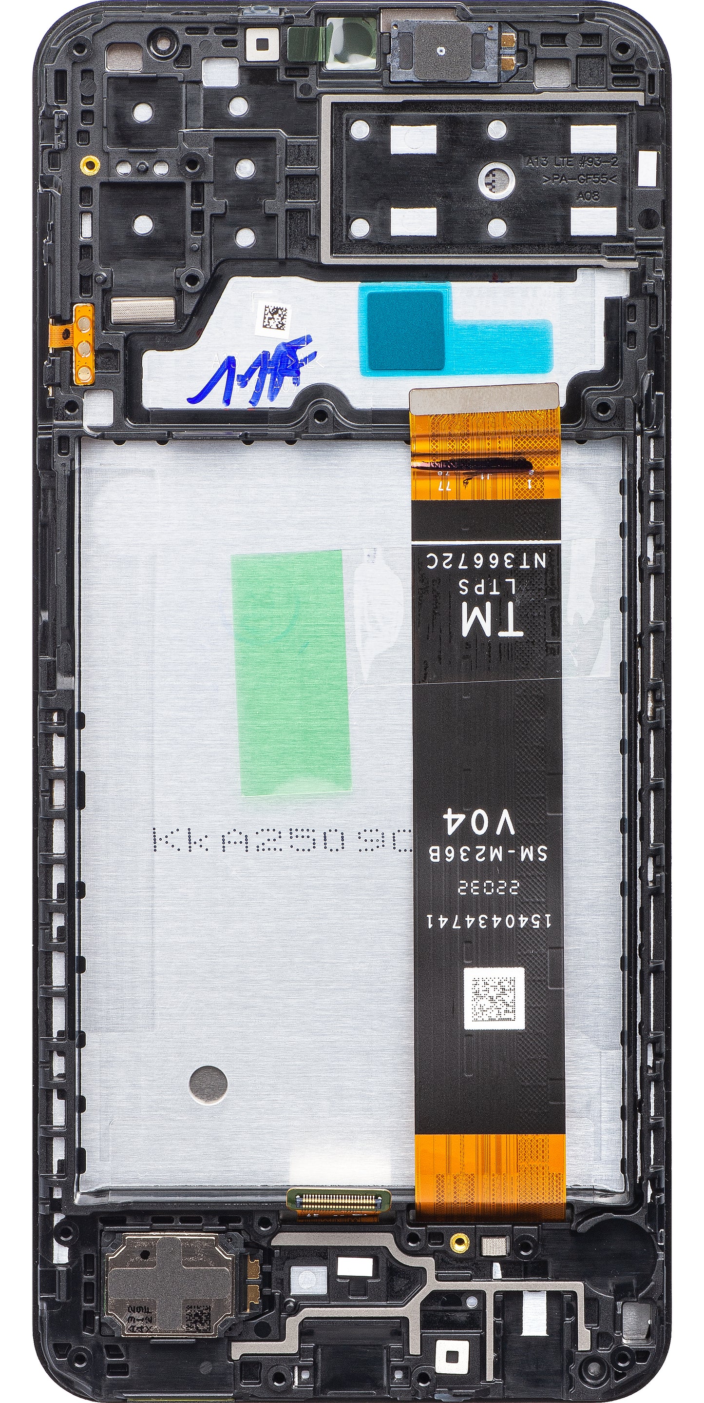Samsung Galaxy A13 A135 érintőképernyős kijelző, kerettel, fekete, Swap GH82-28508A