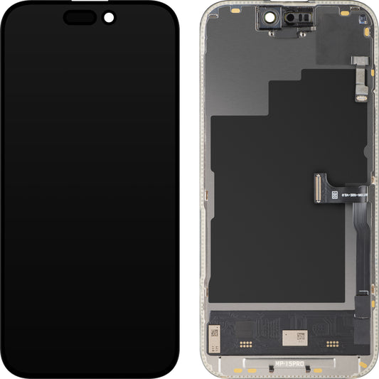 MP érintőképernyős és közelségérzékelős kijelző kompatibilis az Apple iPhone 15 Pro készülékkel, kerettel, OLED FHD 120Hz diagnosztikai szoftververzió, fekete