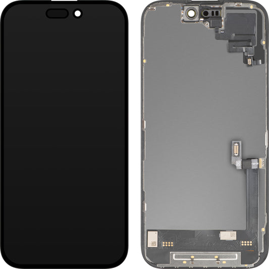 Érintőképernyős kijelző és közelségérzékelő MP kompatibilis Apple iPhone 16-hoz, kerettel, OLED FHD diagnosztikai szoftververzió, fekete