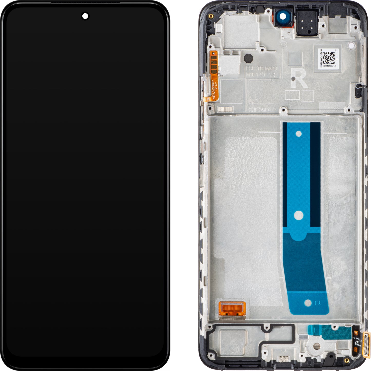 Xiaomi Redmi Note 12S érintőképernyős kijelző, kerettel, fekete (Black Onyx), szervizcsomag 560001K7SR00