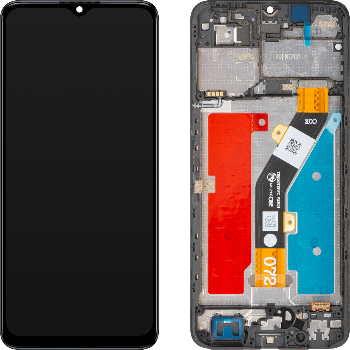 ZTE Blade A34 / Blade A54 érintőképernyős kijelző kerettel, fekete, Service Pack 80800518534