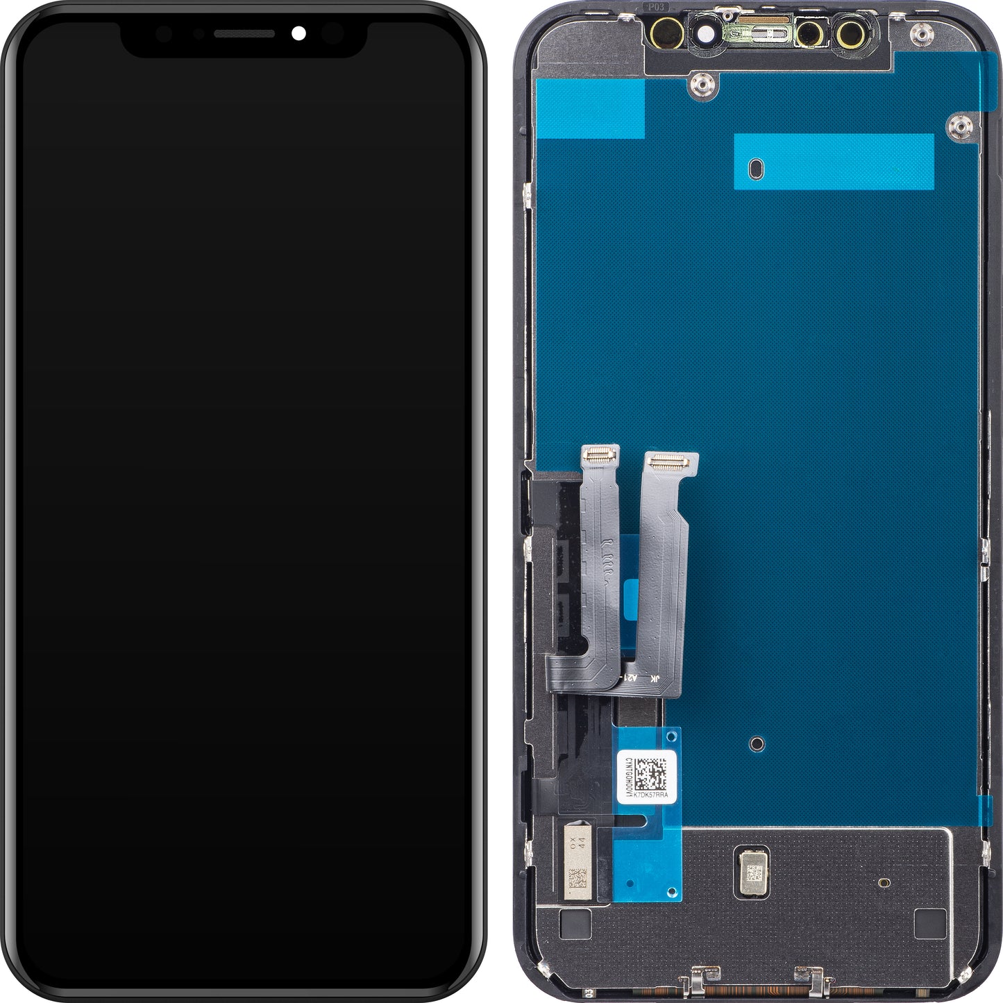 ZY érintőképernyő kijelző Apple iPhone XR-hez, kerettel, cellába épített LCD verzió, fekete