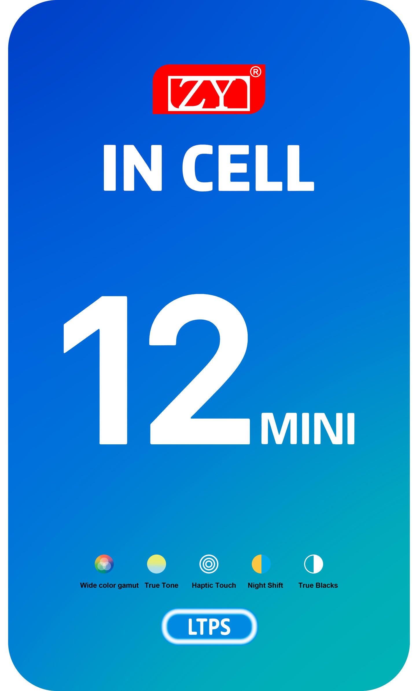 ZY érintőképernyős kijelző Apple iPhone 12 minihez, kerettel, mozgatható IC-s In-Cell LCD verzió, fekete