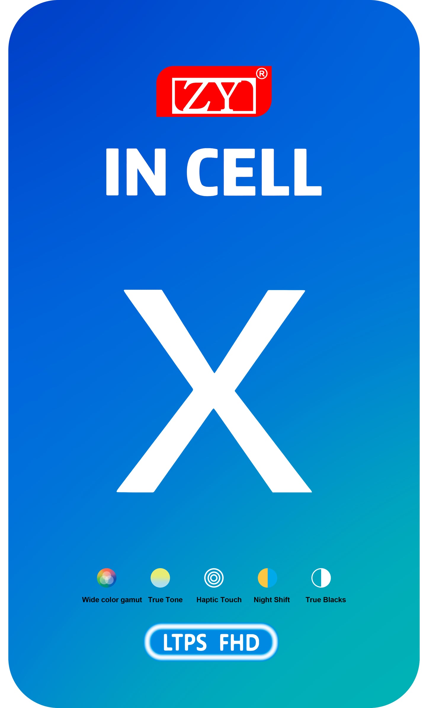 ZY érintőképernyő kijelző Apple iPhone X készülékhez, kerettel, In-Cell LCD változat, fekete