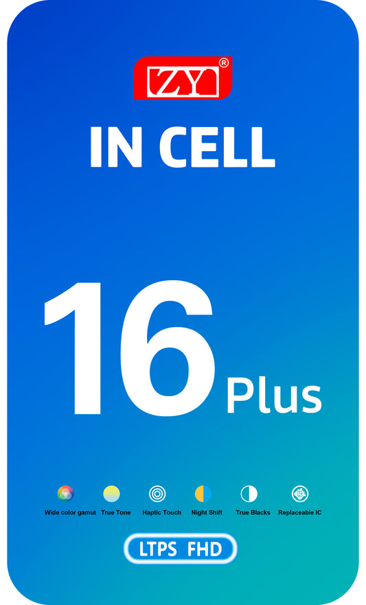 ZY érintőképernyős kijelző Apple iPhone 16 Plus-hoz, kerettel, In-Cell LCD verzió, Fekete