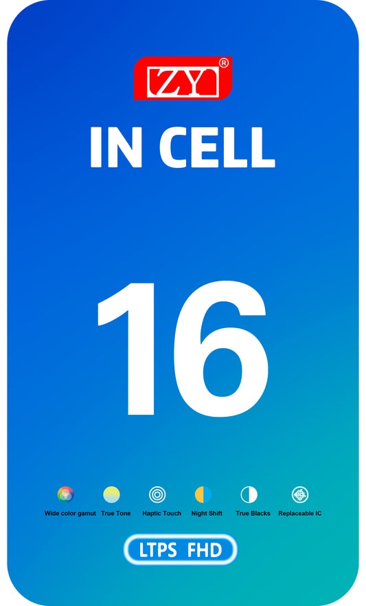 ZY érintőképernyős kijelző Apple iPhone 16-hoz, kerettel, In-Cell LCD verzió, Fekete