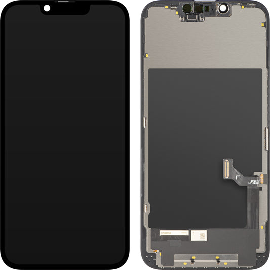 ZY érintőképernyős kijelző Apple iPhone 17e / 16e készülékhez, kerettel, LCD In-Cell IC mozgatható verzió, fekete