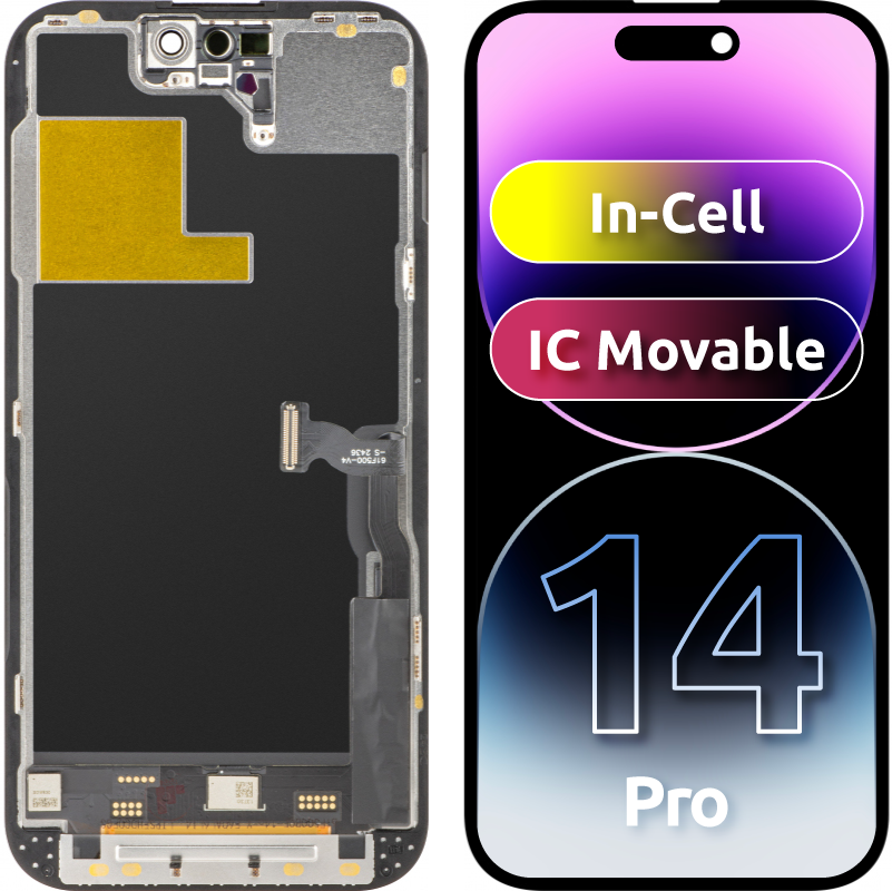 ZY érintőképernyős kijelző Apple iPhone 14 Pro-hoz, kerettel, LCD In-Cell IC mozgatható verzió, fekete