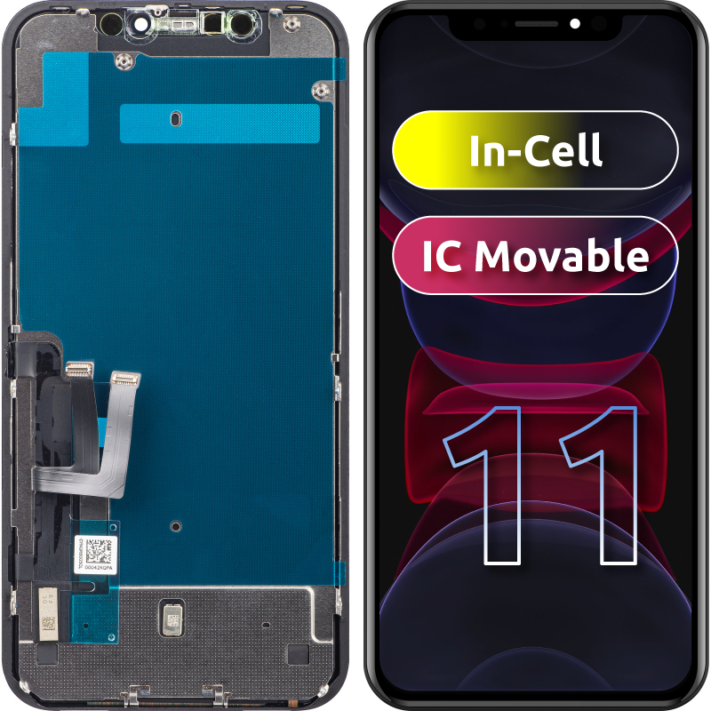 ZY érintőképernyő kijelző Apple iPhone 11 készülékhez, kerettel, LCD In-Cell IC mozgatható, Fekete