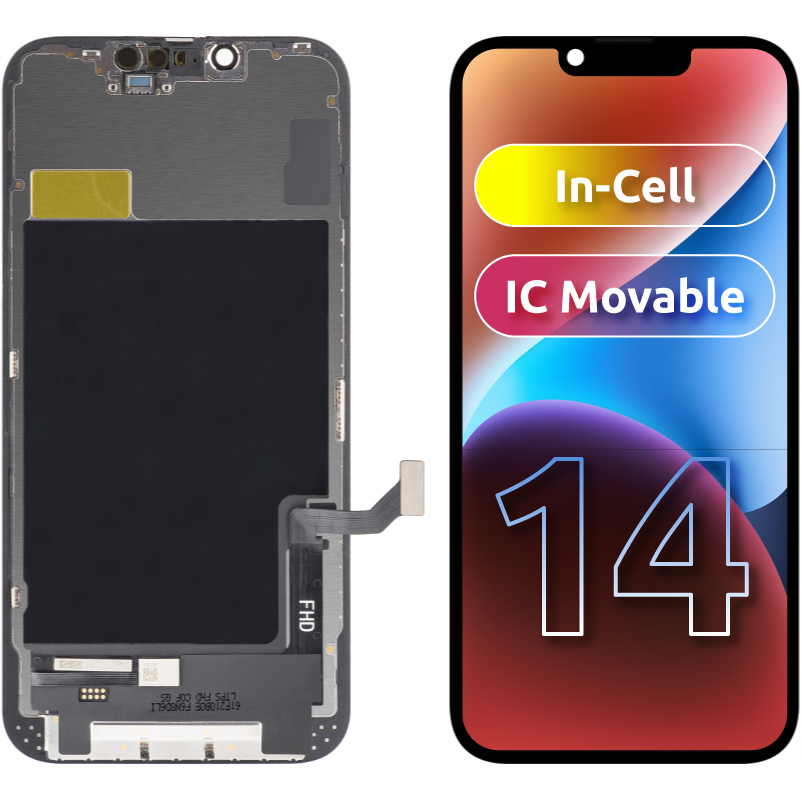 ZY érintőképernyő kijelző Apple iPhone 14 készülékhez, kerettel, LCD In-Cell IC mozgatható, Fekete