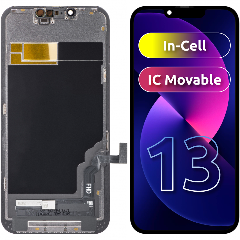 ZY érintőképernyő kijelző Apple iPhone 13-hoz, kerettel, LCD In-Cell IC mozgatható, fekete