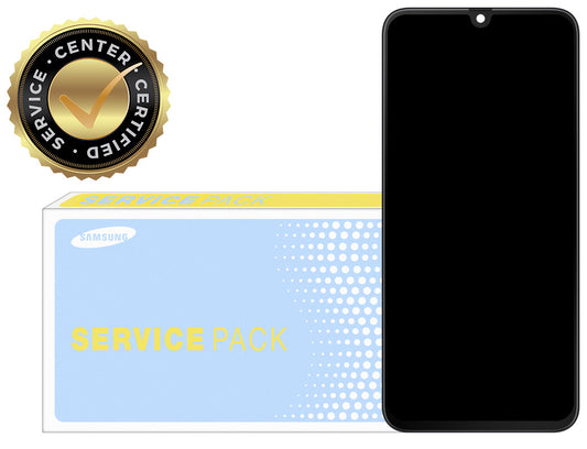 Érintőképernyős kijelző Samsung Galaxy A70 A705, kerettel, fekete, szervizcsomag GH82-19747A