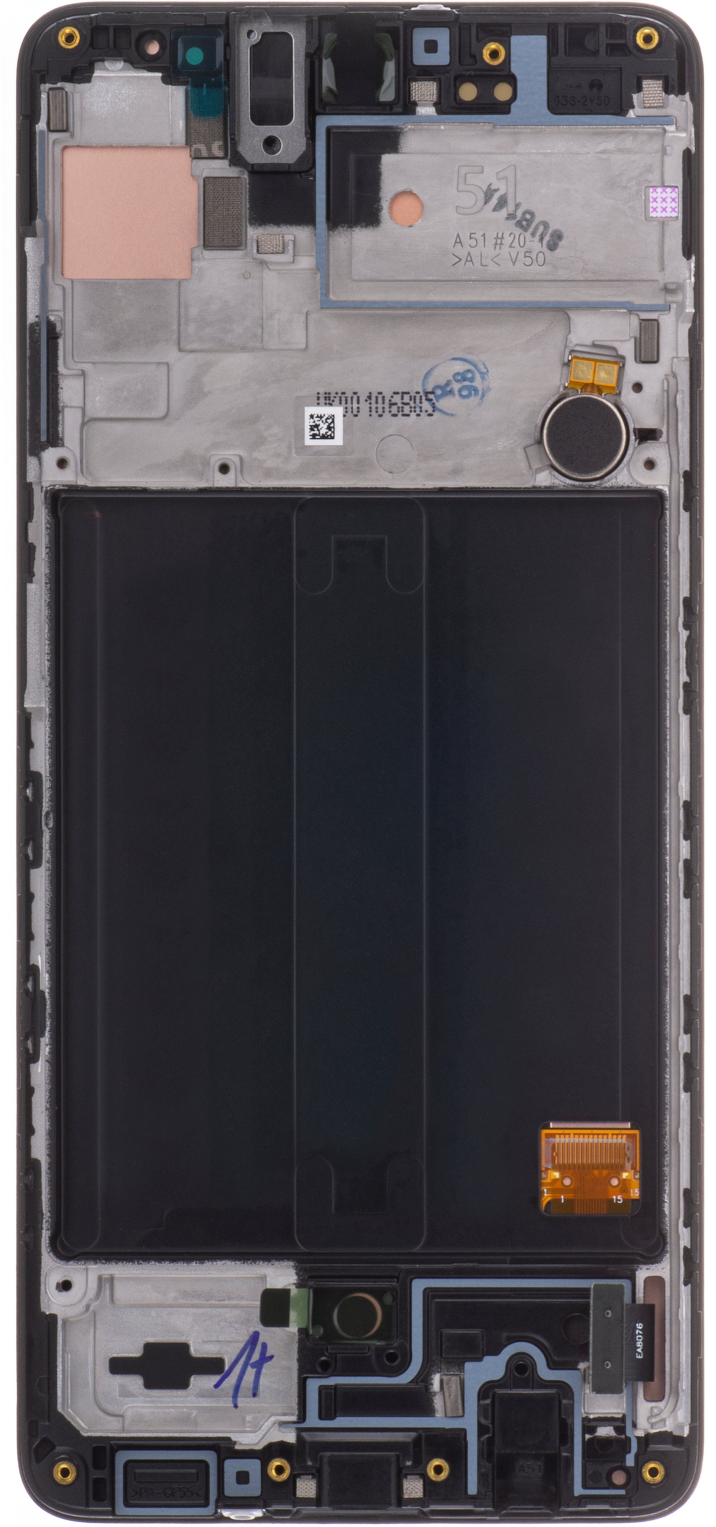 Érintőképernyős kijelző Samsung Galaxy A51 A515, kerettel, fekete, szervizcsomag GH82-2161669A