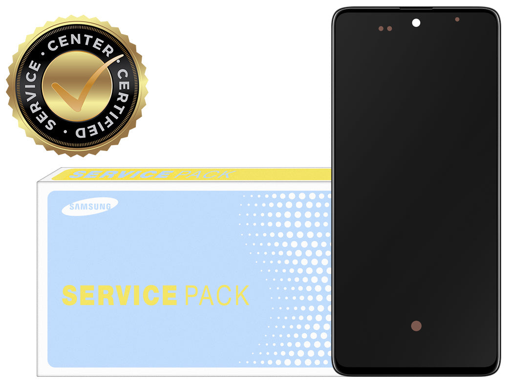 Érintőképernyős kijelző Samsung Galaxy A51 A515, kerettel, fekete, szervizcsomag GH82-2161669A