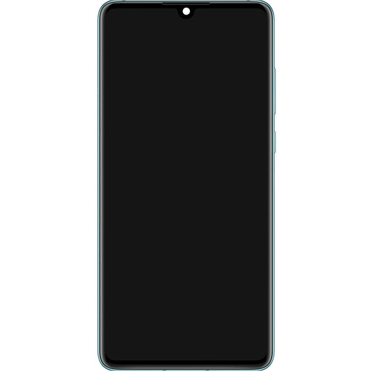 Érintőképernyős kijelző Huawei P30, kerettel és akkumulátorral, kék (lélegző kristály), szervizcsomag 02354HMF