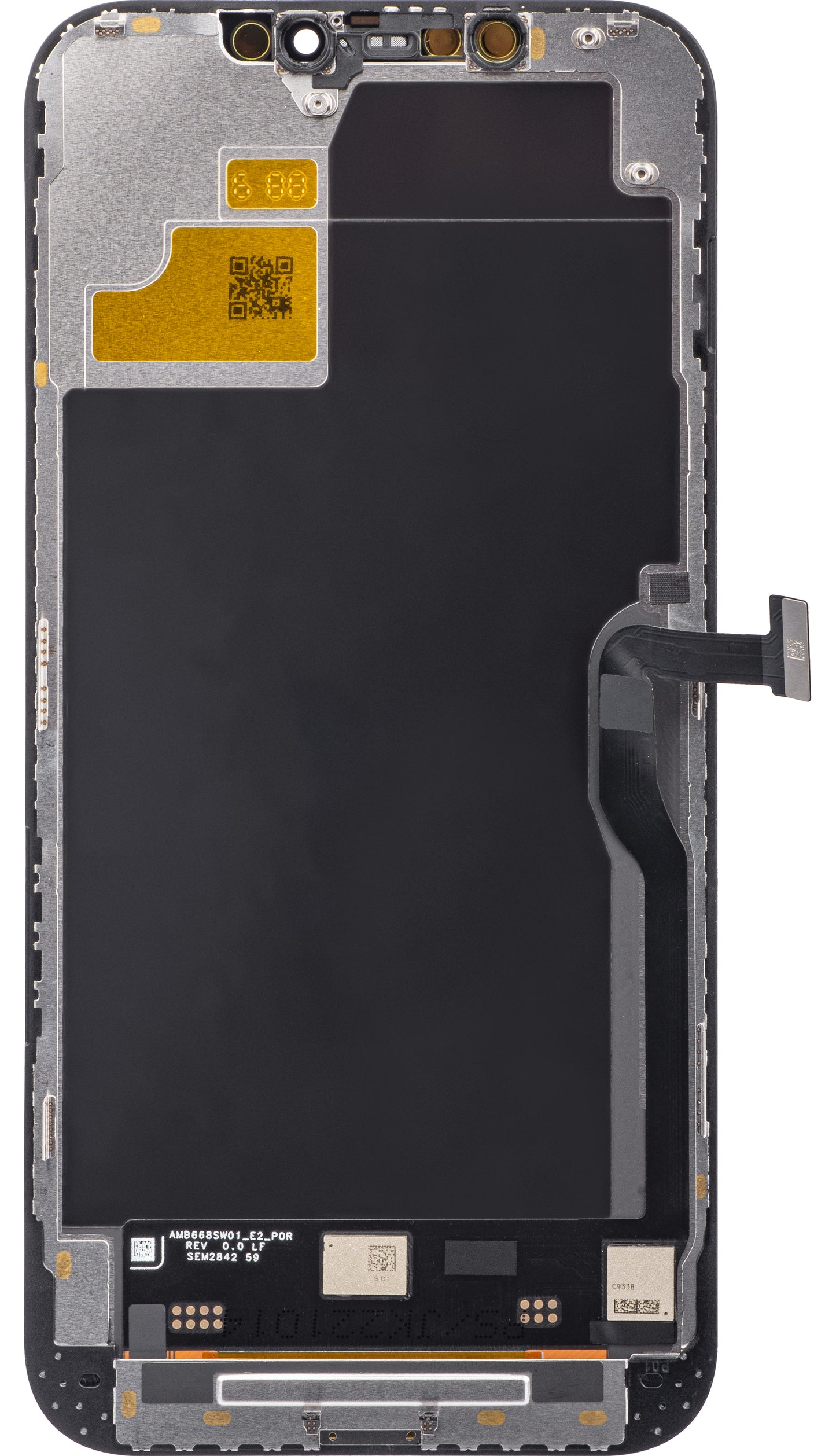 JK érintőképernyő kijelző Apple iPhone 12 Pro Max készülékhez, kerettel, cellába épített LCD verzió, fekete