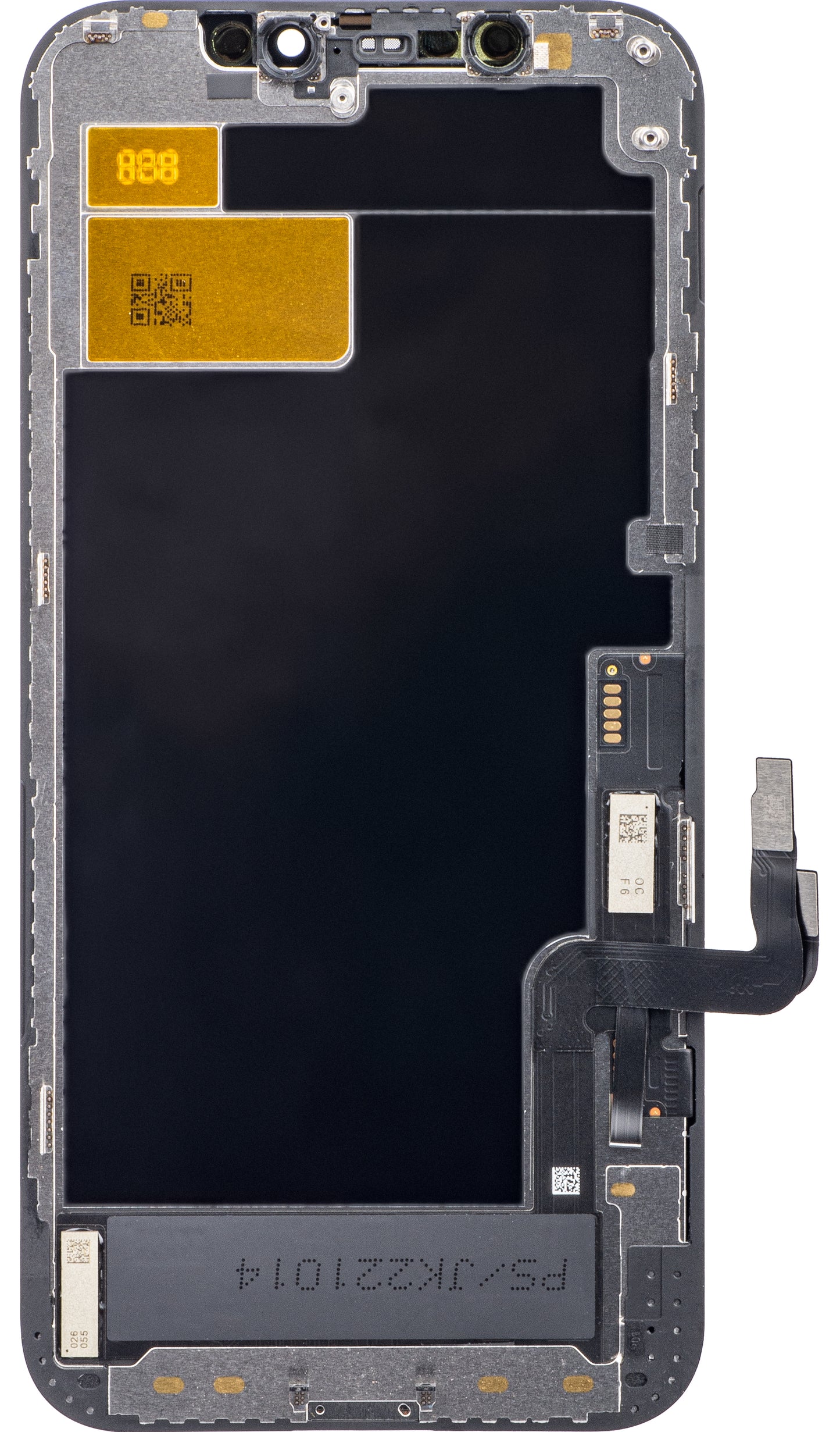 JK érintőképernyő kijelző Apple iPhone 12 / 12 Pro készülékhez, kerettel, In-Cell LCD változat, fekete