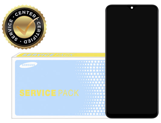 Samsung Galaxy Galaxy A30s A307 érintőképernyős kijelző, kerettel, fekete, szervizcsomag GH82-2111190A