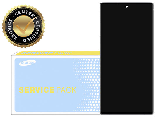 Érintőképernyő Samsung Galaxy Note 10+ 5G N976 / Note 10+ N975, kerettel, fekete (Aura Black), szervizcsomag GH82-20838A