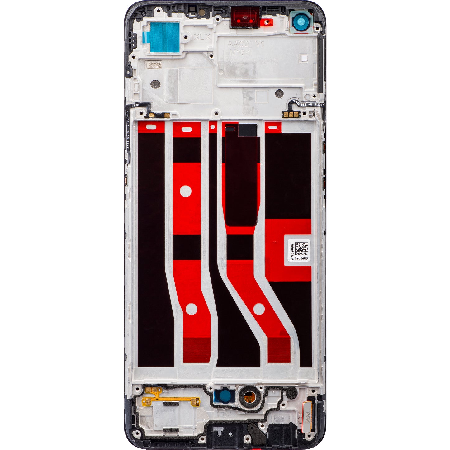 Oppo F19 / A74 érintőképernyős kijelző kerettel, fekete, szervizcsomag 4907039