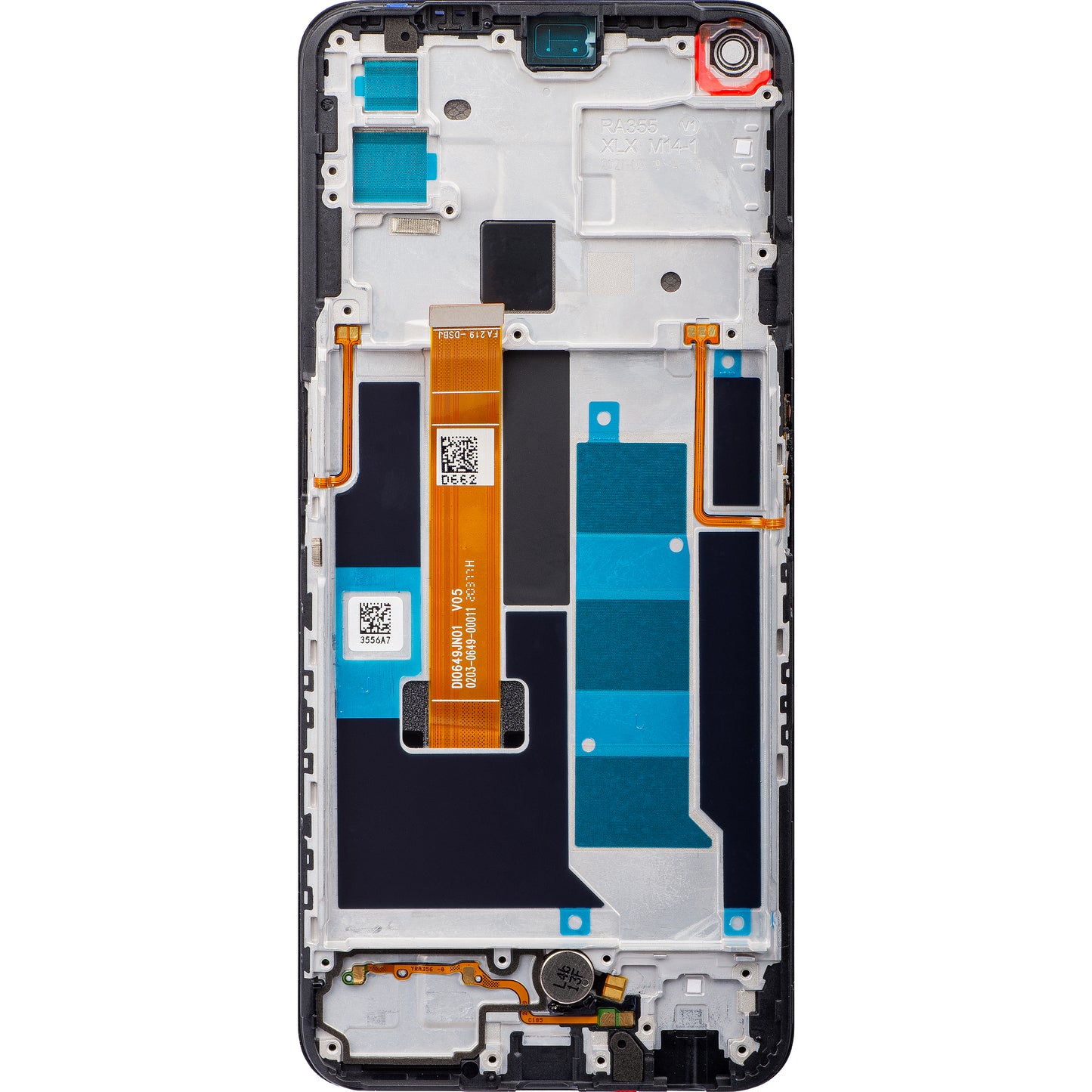 Realme 7 5G érintőképernyős kijelző Realme 7 5G, kerettel, fekete, szervizcsomag 490474747