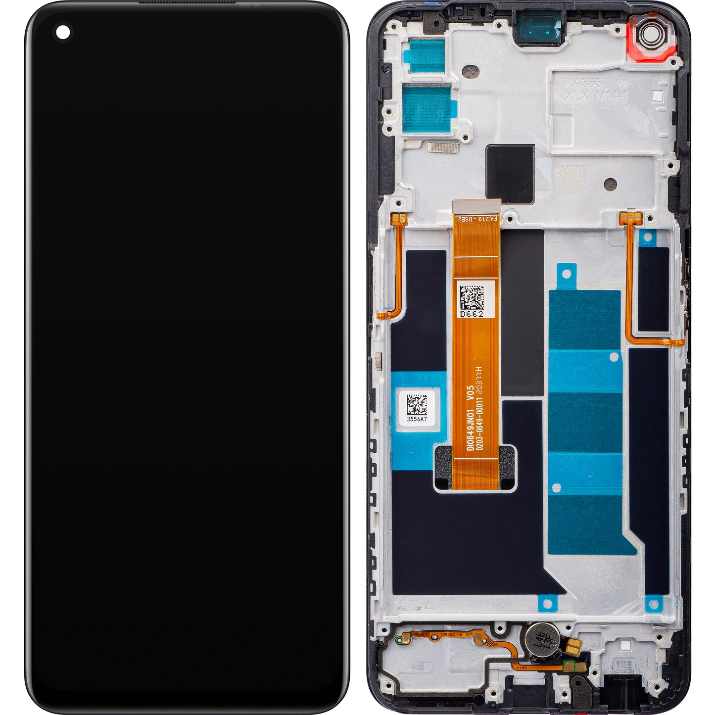 Realme 7 5G érintőképernyős kijelző Realme 7 5G, kerettel, fekete, szervizcsomag 490474747