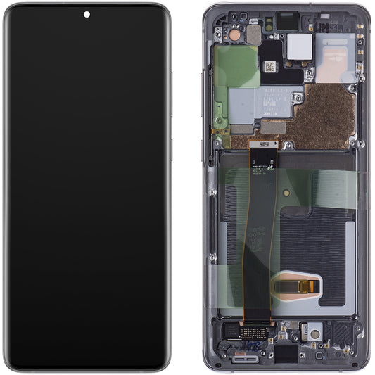 Samsung Galaxy Galaxy S20 Ultra 5G G988 / S20 Ultra G988 érintőképernyős kijelző, kerettel, szürke, szervizcsomag GH82-26032B
