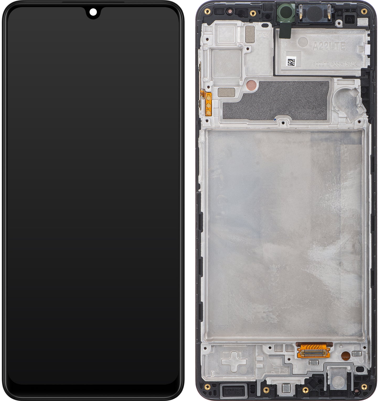 Samsung Galaxy Galaxy A22 A225 érintőképernyős kijelző kerettel, fekete, szervizcsomag GH82-25944A