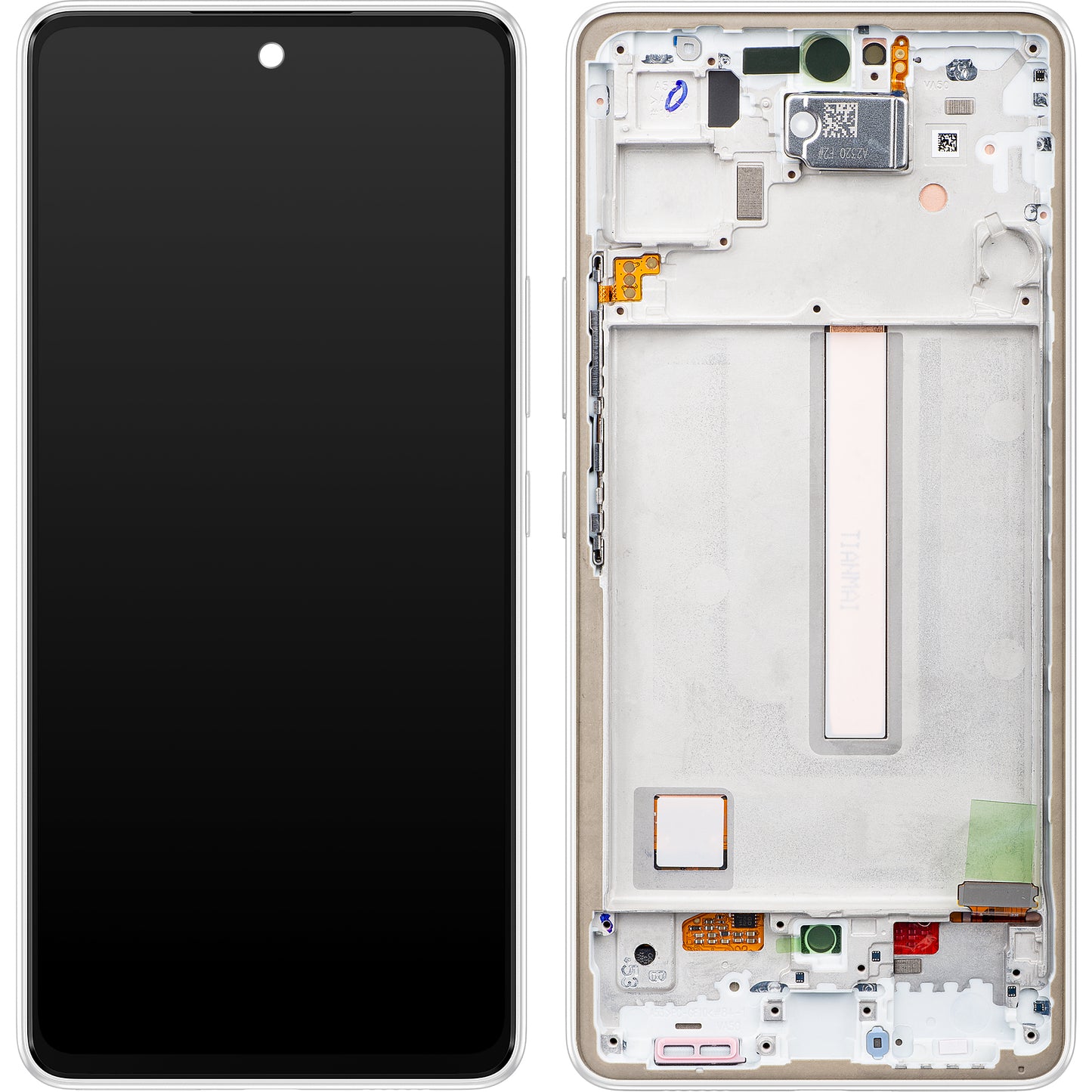 Érintőképernyős kijelző Samsung Galaxy A53 5G A536, kerettel, fehér, szervizcsomag GH82-28024B